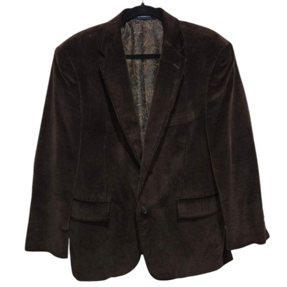Chocolate Brown Corduroy Blazer Stafford Men's Size 42 Short 42S Classic Fit - Picture 2 of 16